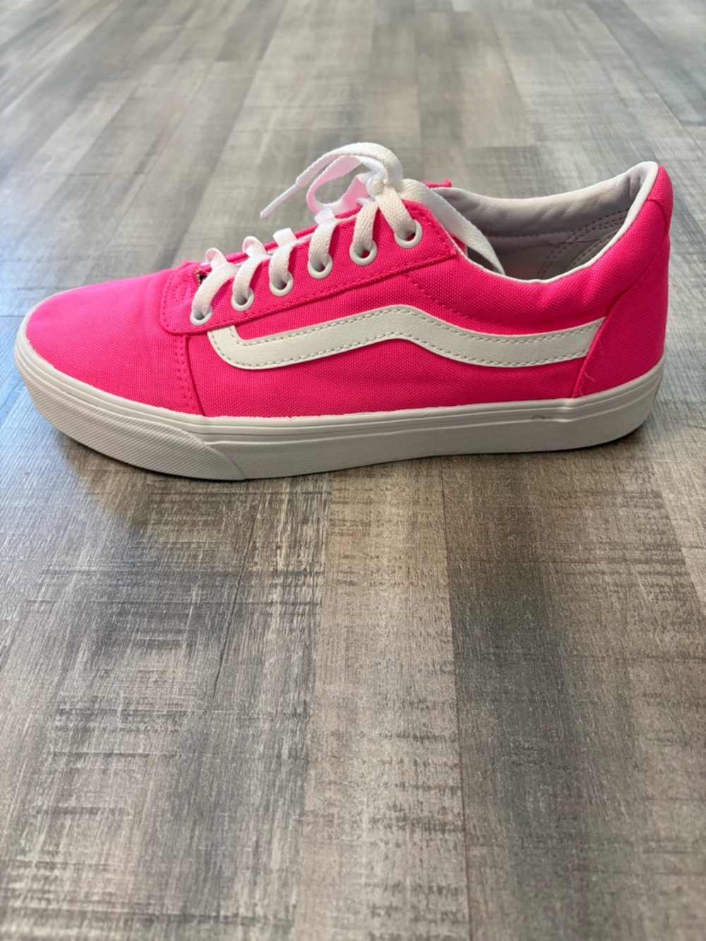Vans Ward Low Neon Pink/White Canvas Skate Shoes